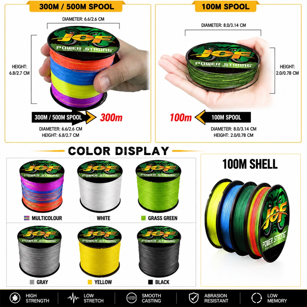 JOF 4X ブレイドPE釣り糸 100M 300M 多繊高 - Fish Finder Cable のレビューと価格